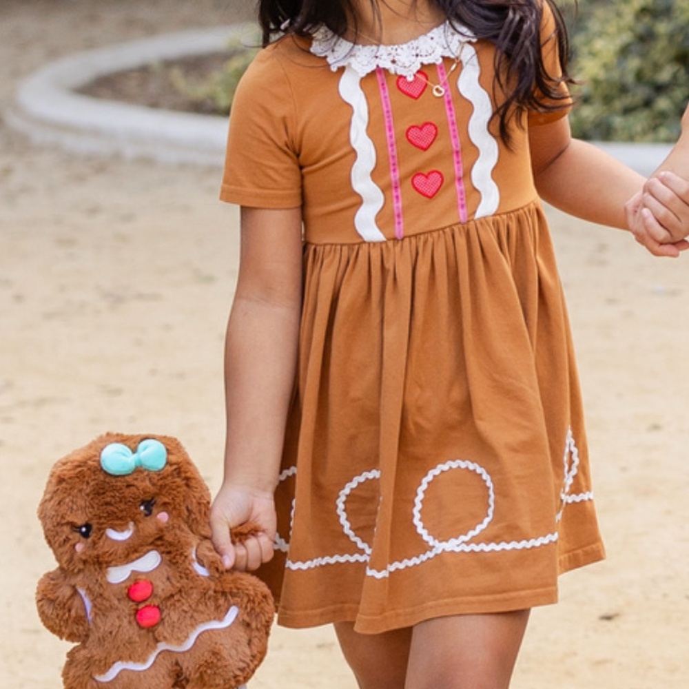 Only Little Once Gingerbread Christmas Holiday Dress Size 5